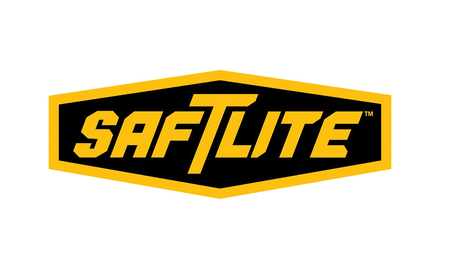 (Saftlite Logo) The light design of a cool operating fluorescent lamp and all electrical components inside the light fixture protected by a hard outer tube and soft end caps necessitated a brand name that indicated the newfound safety.