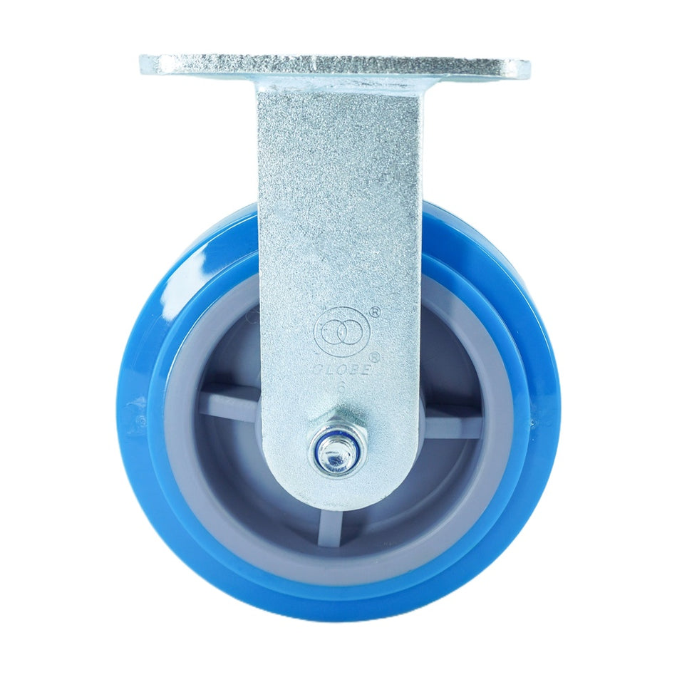6in x 2in PU Top Plate Rigid Caster - 904 lbs