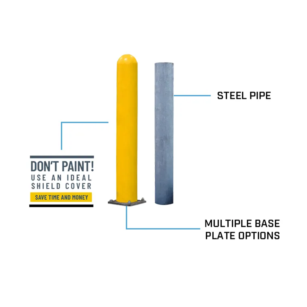 4" Steel Bollard with Baseplate and 1/8" Bollard Cover 48"-52" H - S4 Bollards