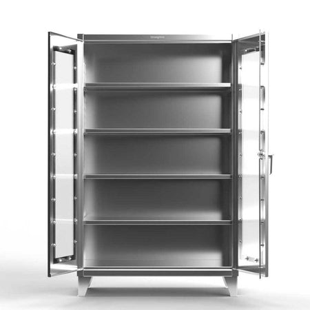 Extreme Duty 12 GA Stainless Steel Clearview Cabinet with 4 Shelves - 60 In. W x 24 In. D x 78 In. H - Strong Hold