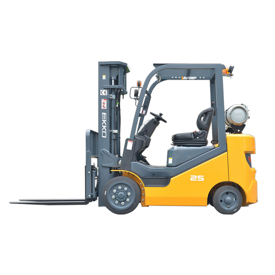 EKKO EK25CLP LPG Forklift with Cushion Tires - 5000 lb Capacity, 189in Lift