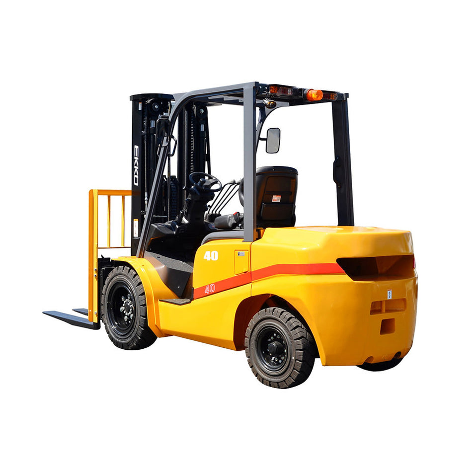 EKKO EK40D Diesel Forklift with Solid Pneumatic Tires - 8500 lb Capacity, 185in Lift