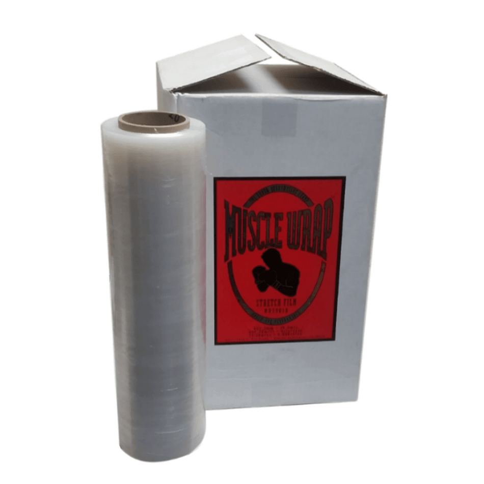 Heavy Duty Stretch Wrap 1 Case (4 Rolls) 18in x 1500ft Clear - Muscle Wrap
