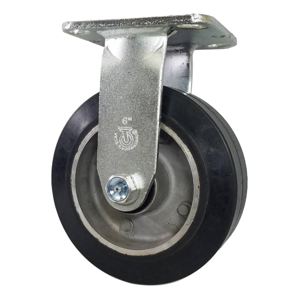 6" x 2" Mold On Rubber Aluminum Wheel Rigid Caster - 550 lbs. Capacity - Durable Superior Casters