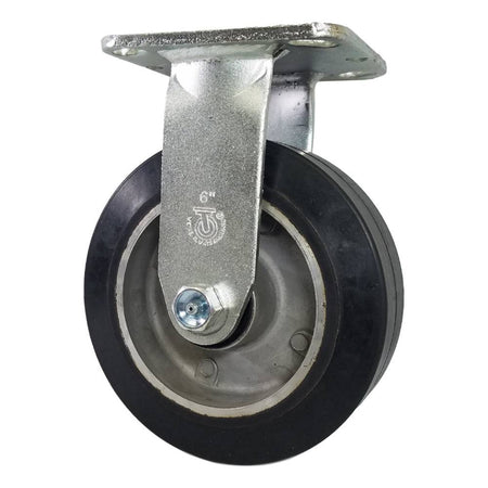 6" x 2" Mold On Rubber Aluminum Wheel Rigid Caster - 550 lbs. Capacity - Durable Superior Casters