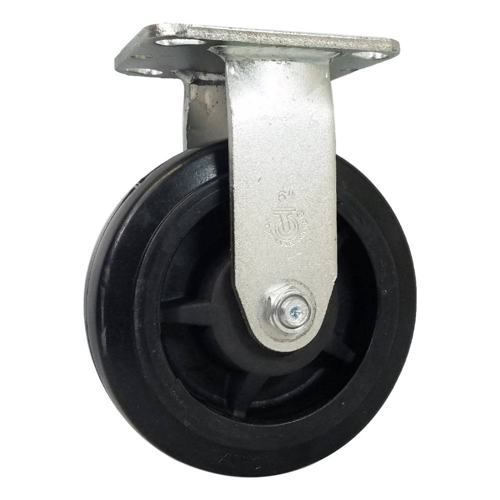 6" x 2" Rubber On Nylon Rigid Caster ( Precision Bearing) - 550 lbs. Cap. - Durable Superior Casters