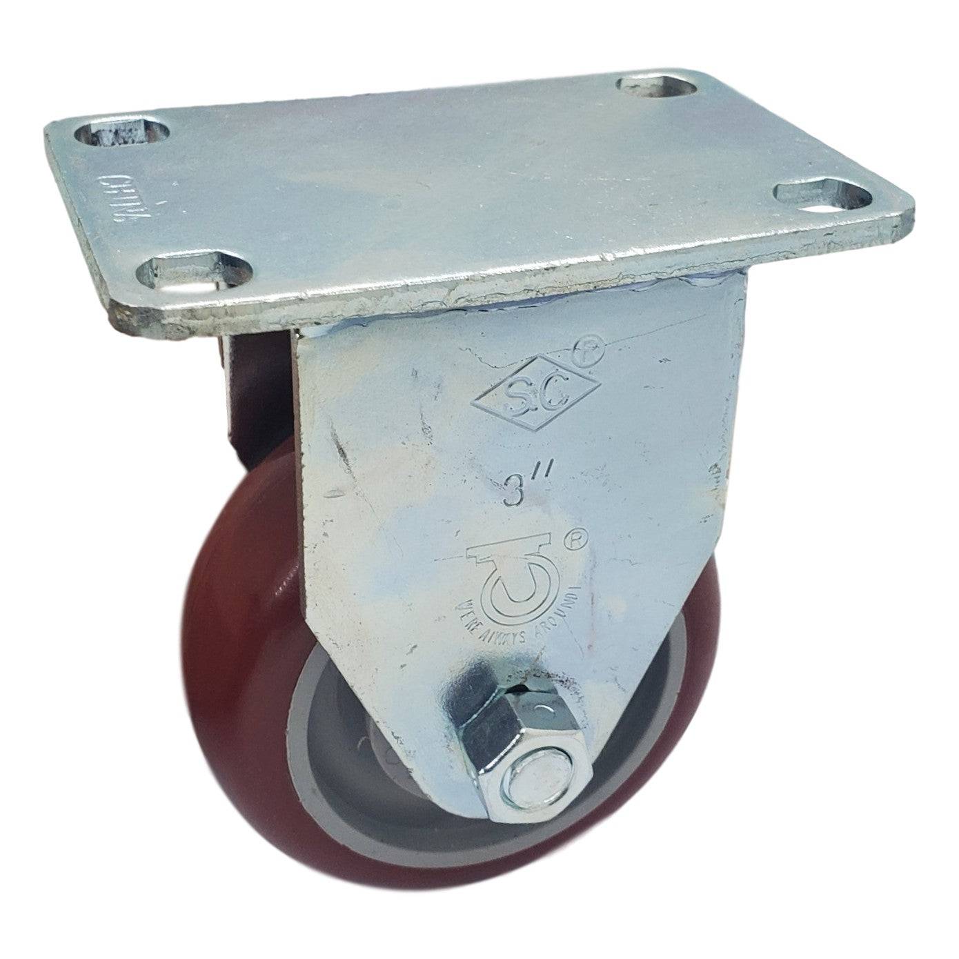 3" x 1-1/4" Polymadic Wheel Rigid Caster- 300 Lbs. Capacity - Durable Superior Casters