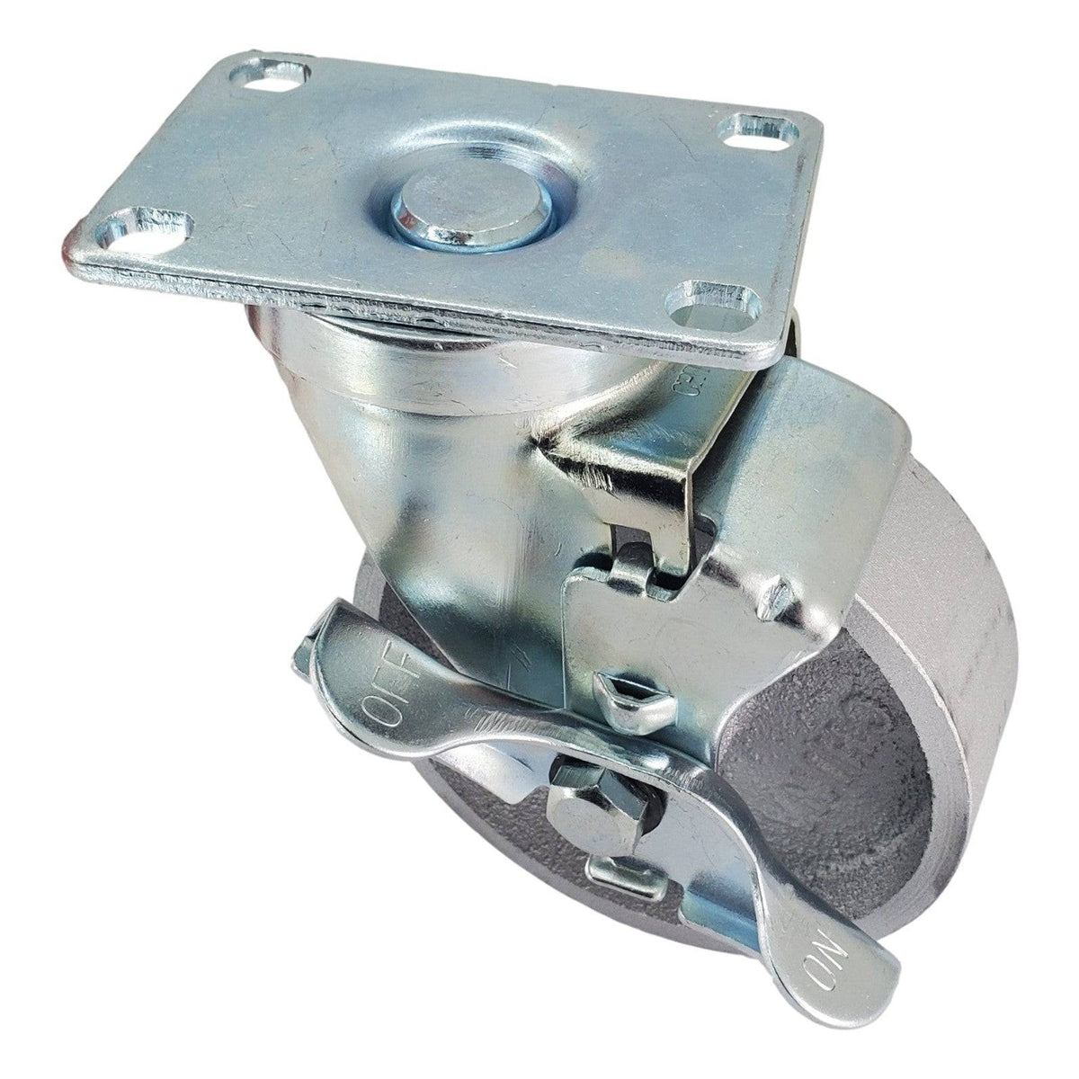 4" x 1-1/4" Semi-Steel Wheel Swivel Caster w/ Top Lock Brake - 300 lbs. Capacity - Durable Superior Casters