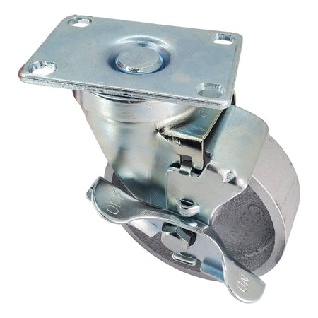 4" x 1-1/4" Semi-Steel Wheel Swivel Caster w/ Top Lock Brake - 300 lbs. Capacity - Durable Superior Casters