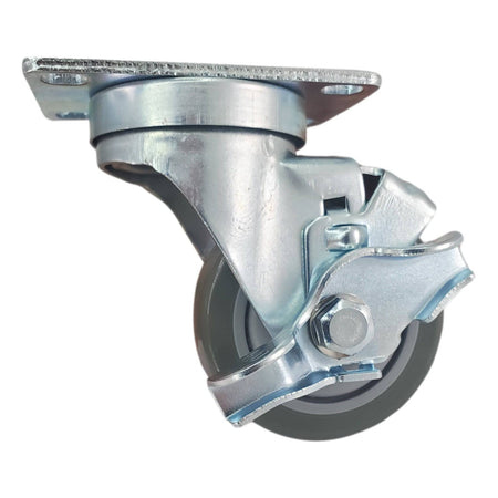 3" x 1-1/4" Poly Pro Wheel (Gray) w/ Top Lock Brake- 300 Lbs. Capacity - Durable Superior Casters