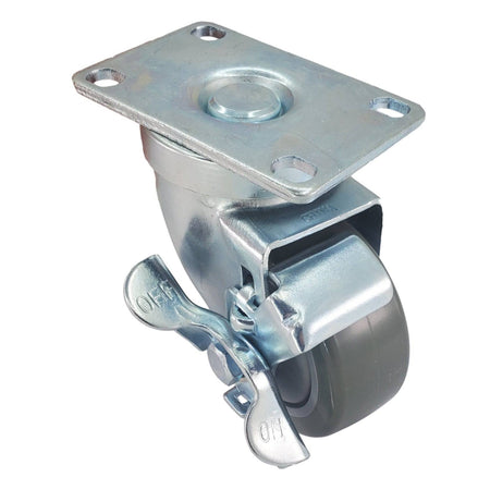 3" x 1-1/4" Poly Pro Wheel (Gray) w/ Top Lock Brake- 300 Lbs. Capacity - Durable Superior Casters