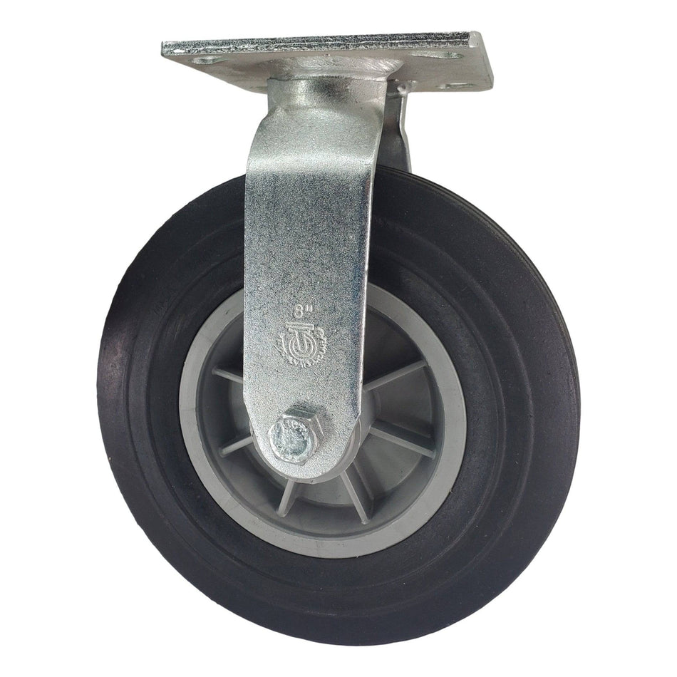 8" x 2-1/2" Eco Rubber Wheel Rigid Caster - 450 Lbs. Capacity - Durable Superior Casters
