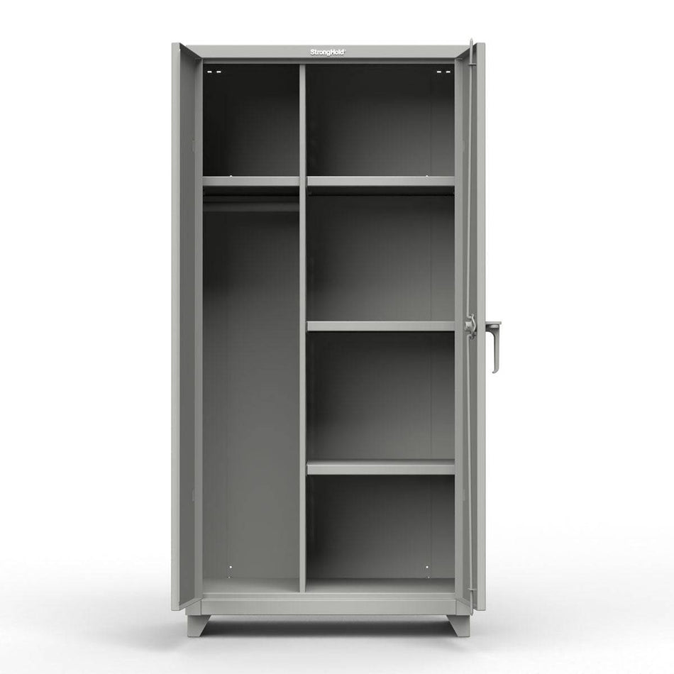 Extra Heavy Duty 14 GA Uniform Cabinet with 5 Shelves - 36 In. W x 24 In. D x 75 In. H - Strong Hold