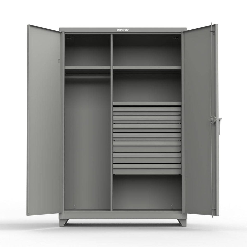 Extreme Duty 12 GA Uniform Cabinet with 4 Drawers, 4 Shelves - 48 In. W x 24 In. D x 78 In. H - Strong Hold