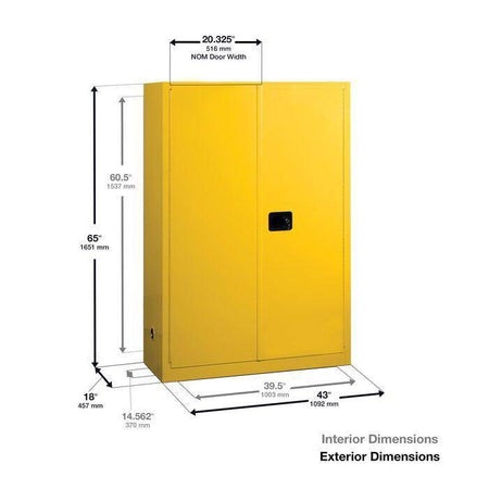 Sure-Grip Ex Combustibles Safety Cabinet For Paint, 60 Gal, 2 M/C Dr - Justrite