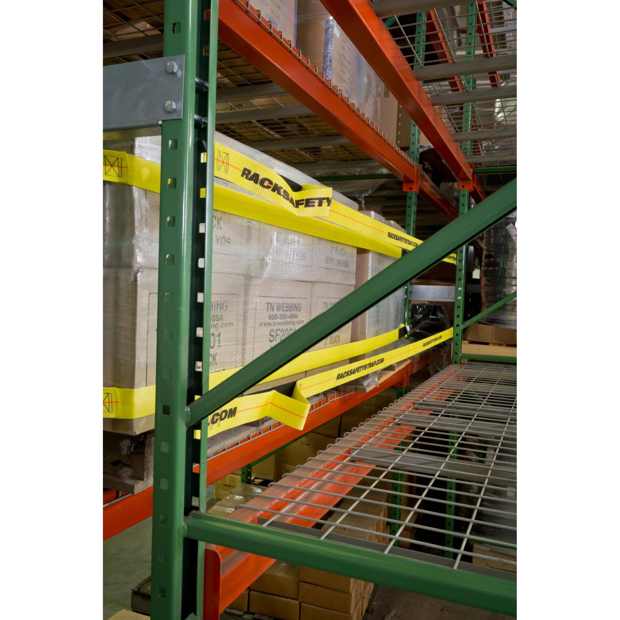 Pallet Rack Safety Straps - Standard/J-Hook Attachments - Adrian's Safety Solutions