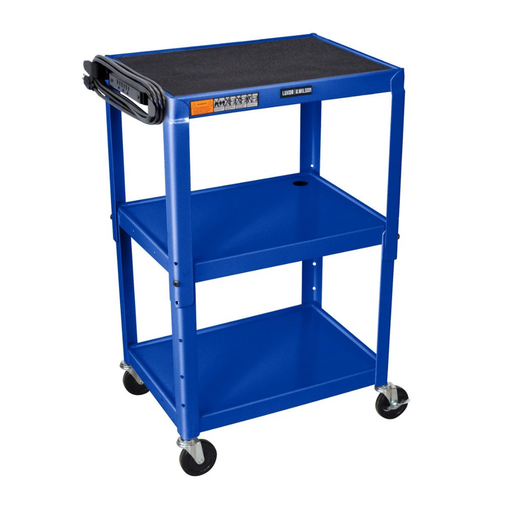Adjustable-Height Steel Utility Cart - Royal Blue - Luxor