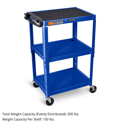 Adjustable-Height Steel Utility Cart - Royal Blue - Luxor