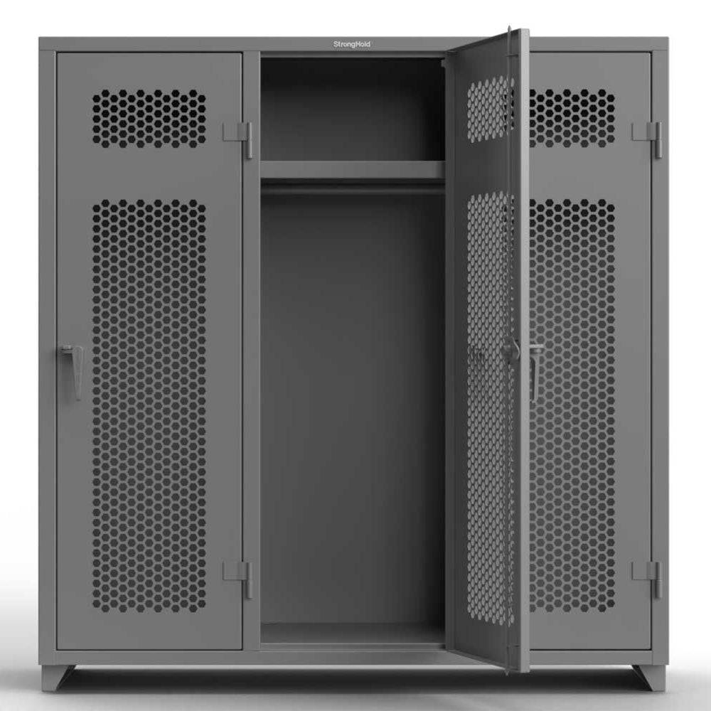 Extra Heavy Duty 14 GA Ventilated Locker with Shelf and Hanger - Strong Hold