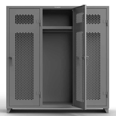 Extra Heavy Duty 14 GA Ventilated Locker with Shelf and Hanger - Strong Hold