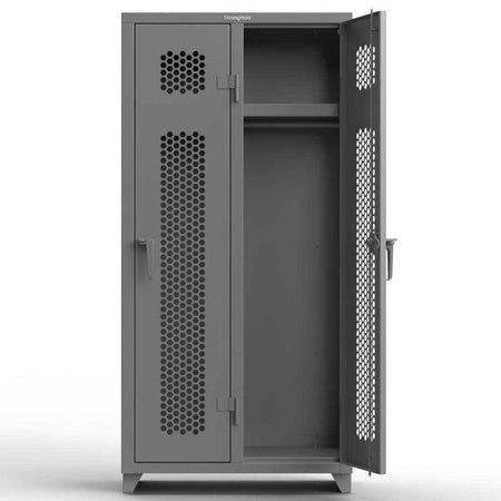 Extra Heavy Duty 14 GA Ventilated Locker with Shelf and Hanger - Strong Hold