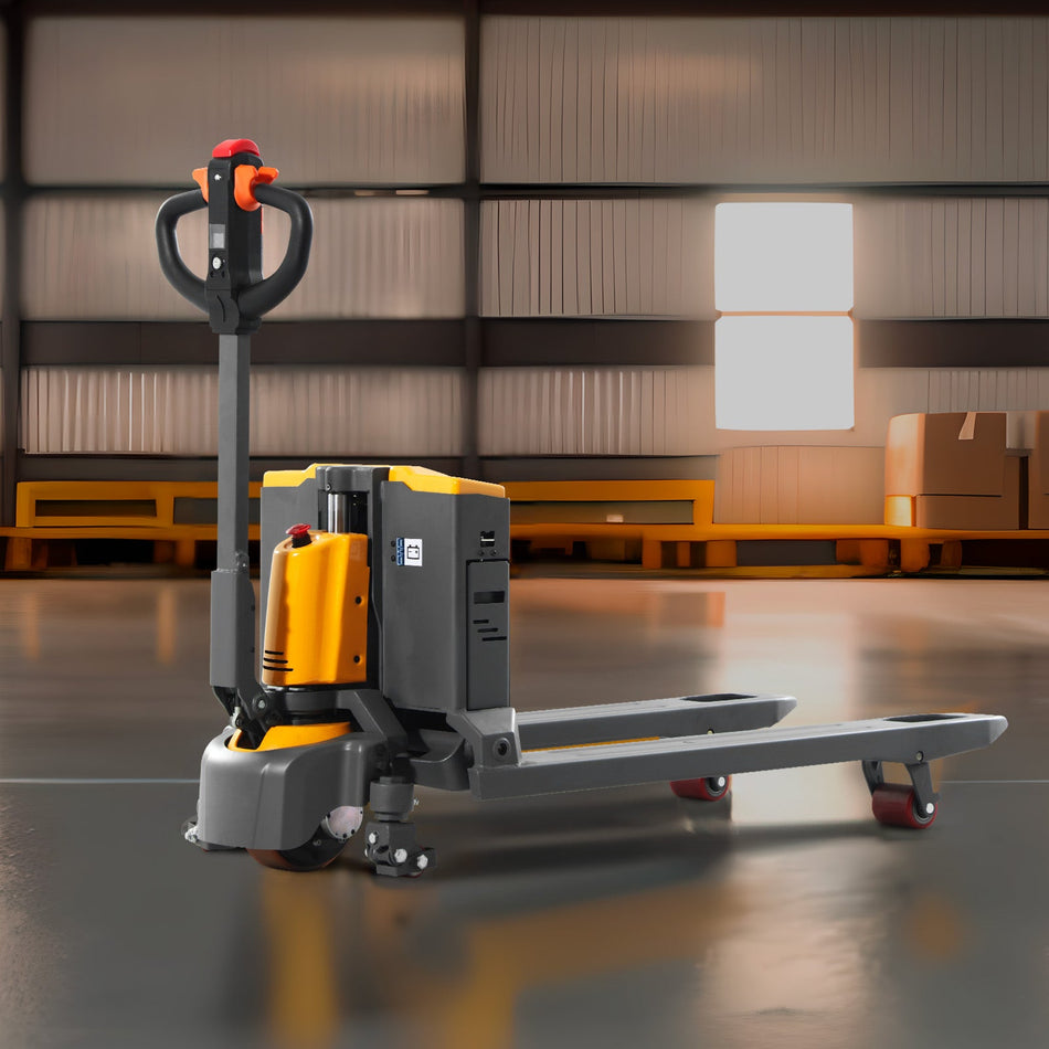 Lithium-powered Electric Pallet Jack, Cap 3300lbs with fork 48in x27in
