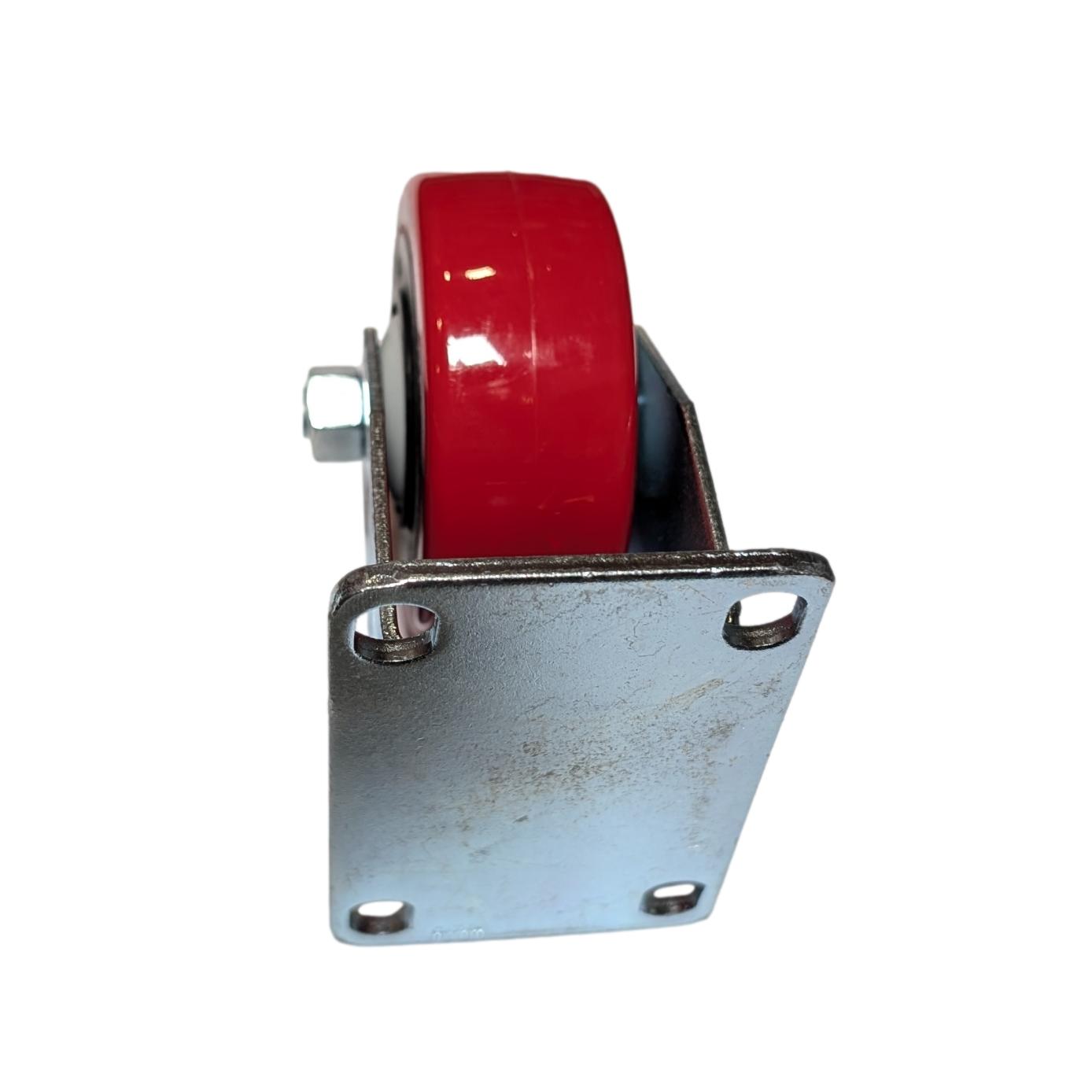 3" x 1-1/4" Poly Pro Wheel (Red) Rigid Caster - 300 Lbs. Capacity - Durable Superior Casters