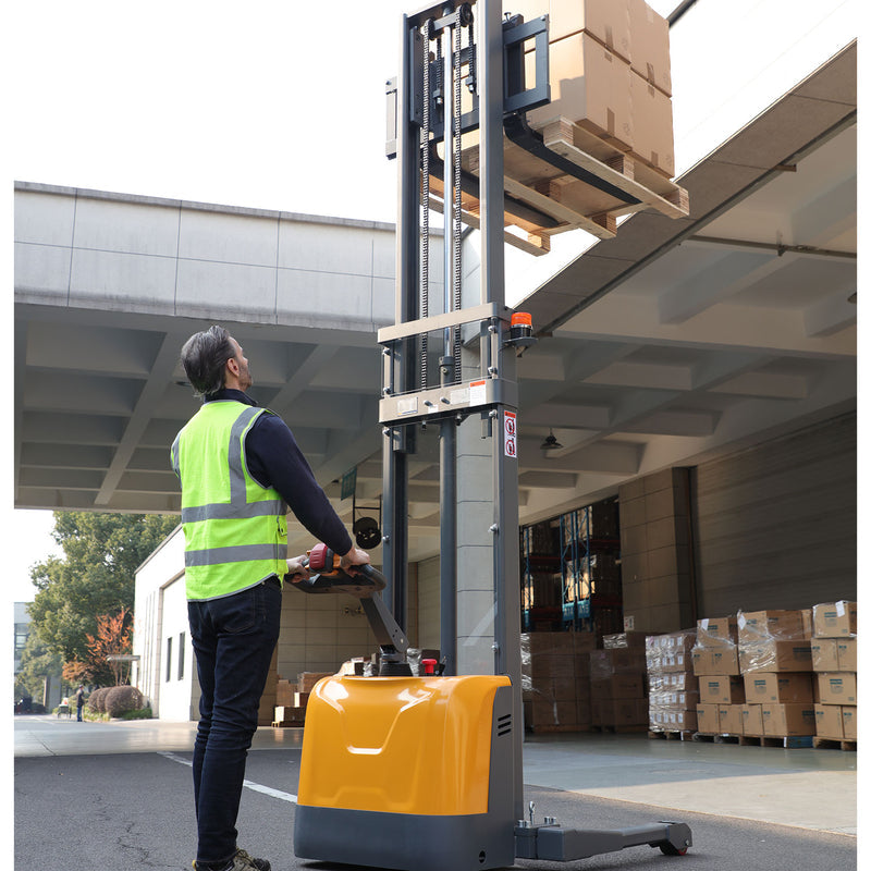 Full Electric Walkie Stacker 3300lbs Cap. Straddle Legs with 118in lifting