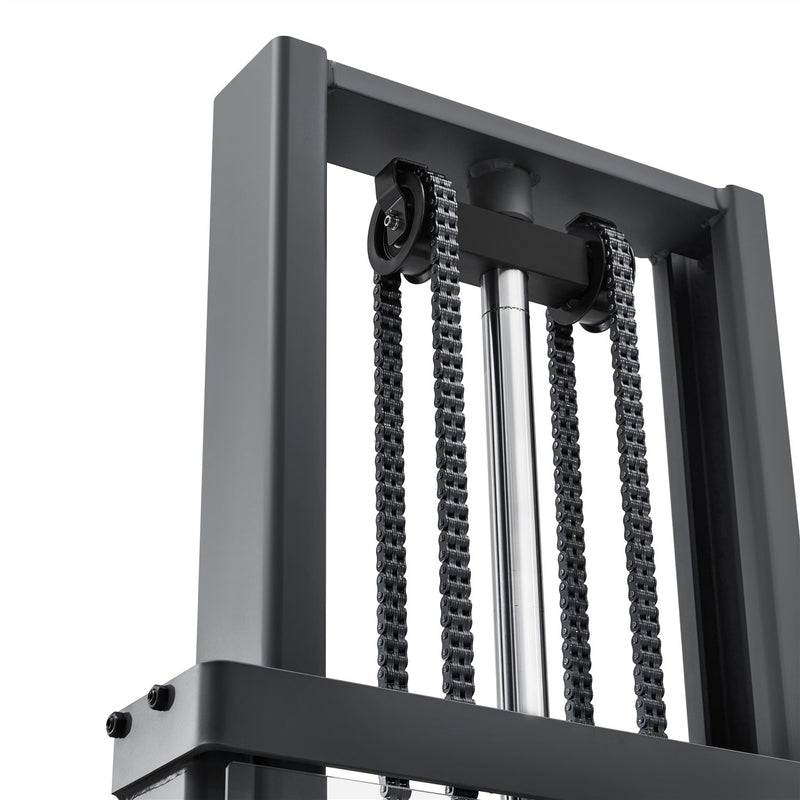 Apollo Forklift full electric walkie stacker, 3300 lb capacity, straddle legs, 130 in lift, model A-3049