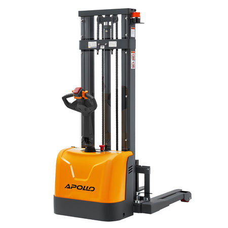 Apollo Forklift full electric walkie stacker, 3300 lb capacity, straddle legs, 130 in lift, model A-3049