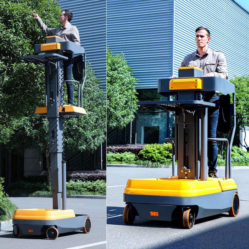 Fully Electric Mini Order Picker with Load Tray, 200 lbs Capacity