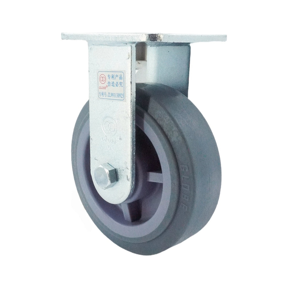 6in x 2in TPR Top Plate Rigid Caster - 617 lbs
