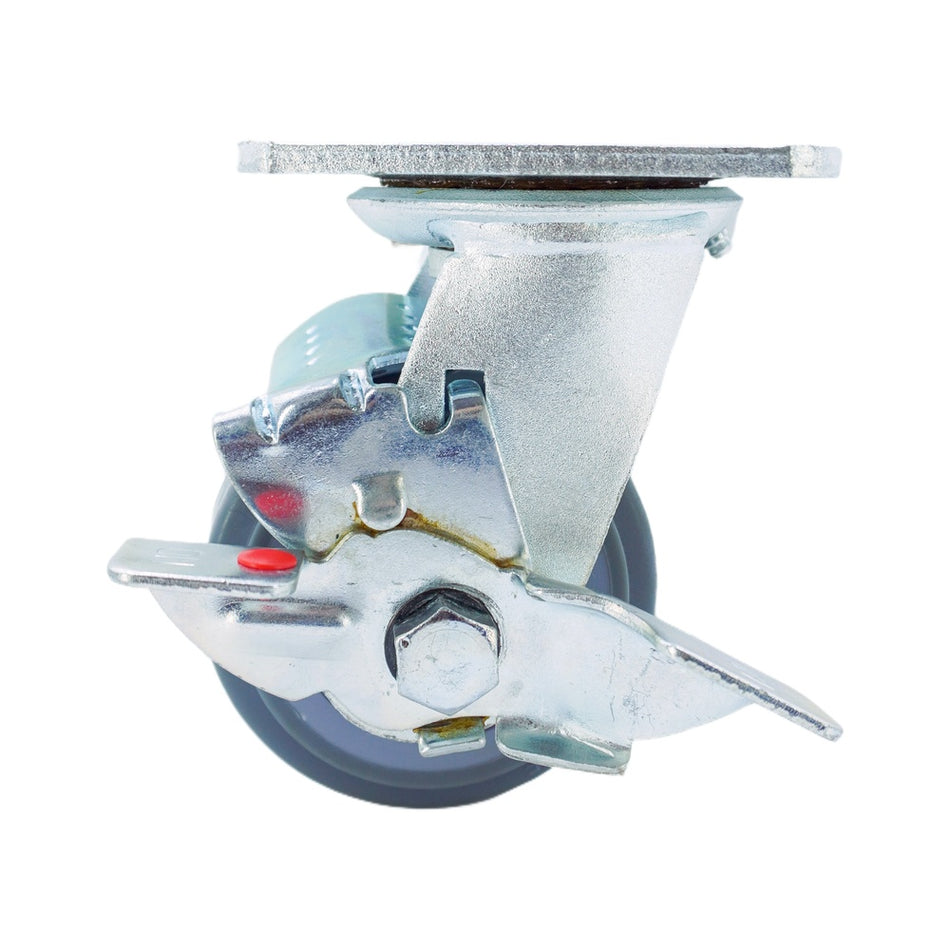 4in x 2in TPR Swivel Caster with Side Brake - 353 lbs