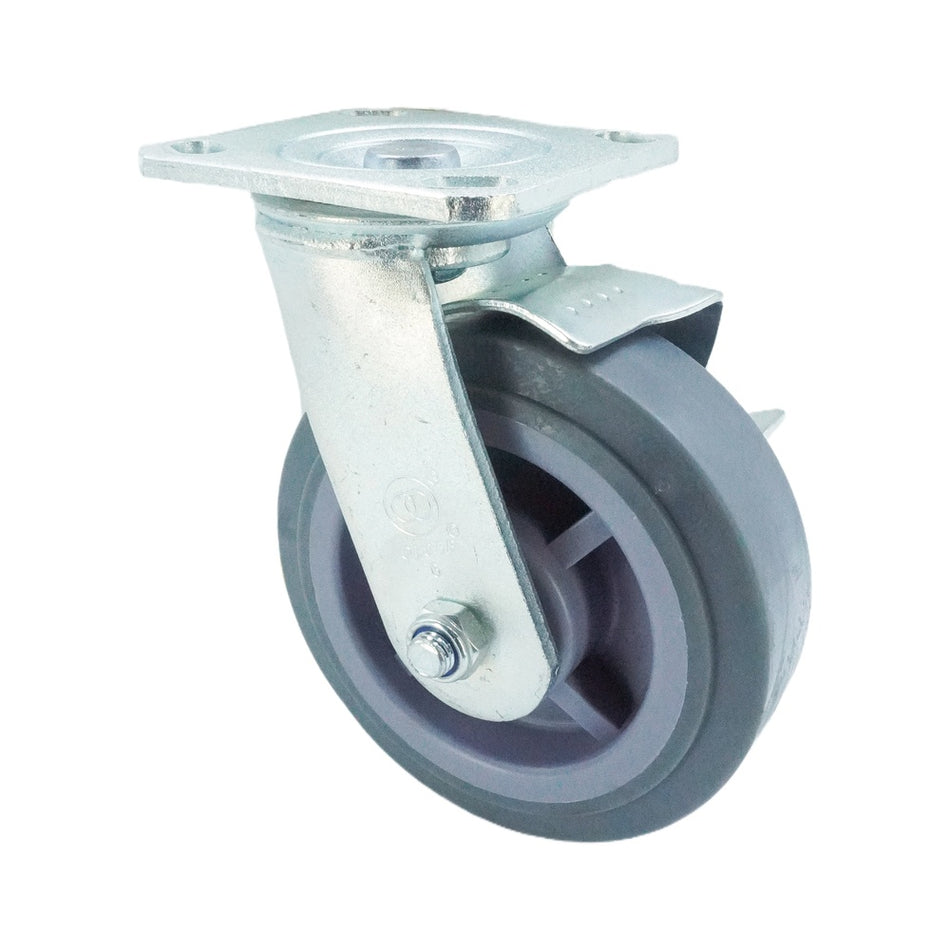 6in x 2in TPR Swivel Caster with Side Brake - 617 lbs