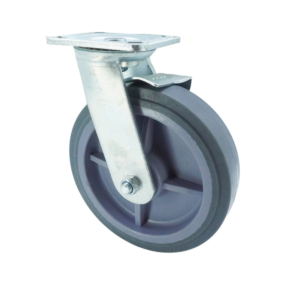 7.75in x 2in TPR Swivel Caster with Side Brake - 683 lbs
