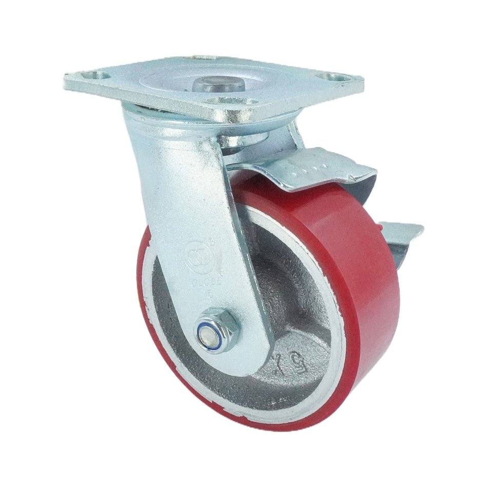 5in x 2in PU (Iron Core) Swivel with Side Brake - 772 lbs