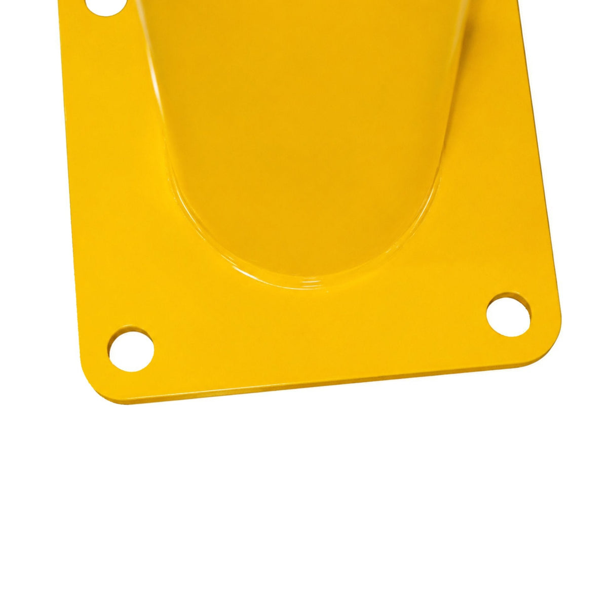 Representative 36-inch model: BBPCS436 surface-mount bollard baseplate showing anchor holes and the welded post connection. Used for the BBPCS442 42-inch preorder.