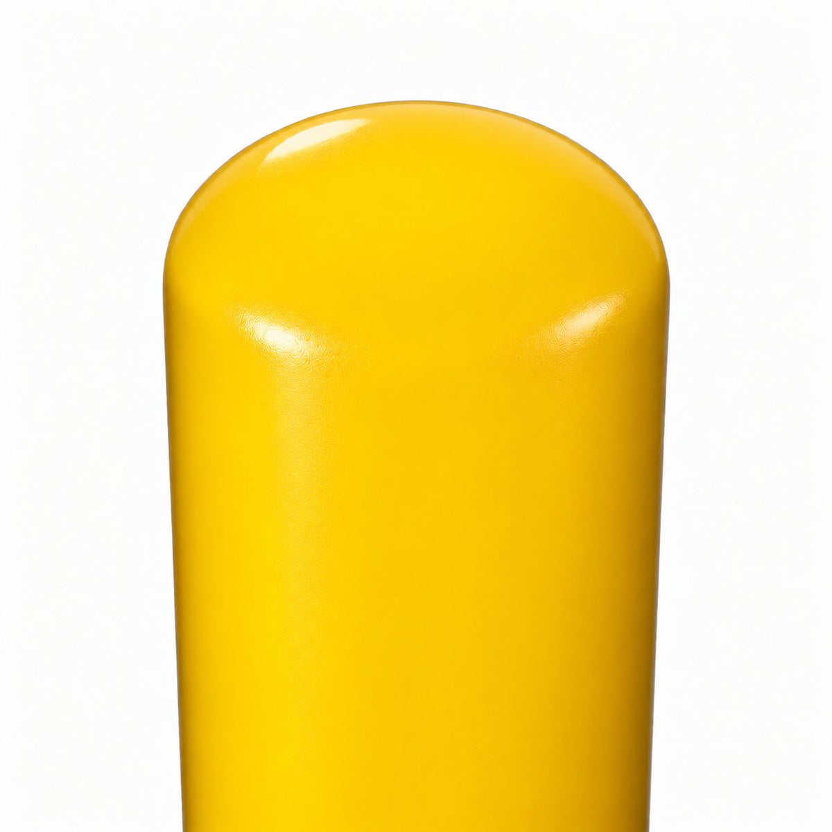 Representative 36-inch model: Close-up of the rounded top and glossy yellow finish on the BBPCS636 steel bollard. Used for the BBPCS642 42-inch preorder.
