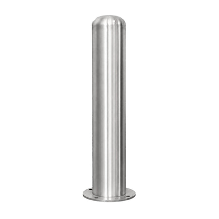 Representative 36-inch model: Full view of the BBPSS636 stainless steel bollard, 6 x 36 inches, with a round mounting baseplate. Used for the BBPSS642 42-inch preorder.