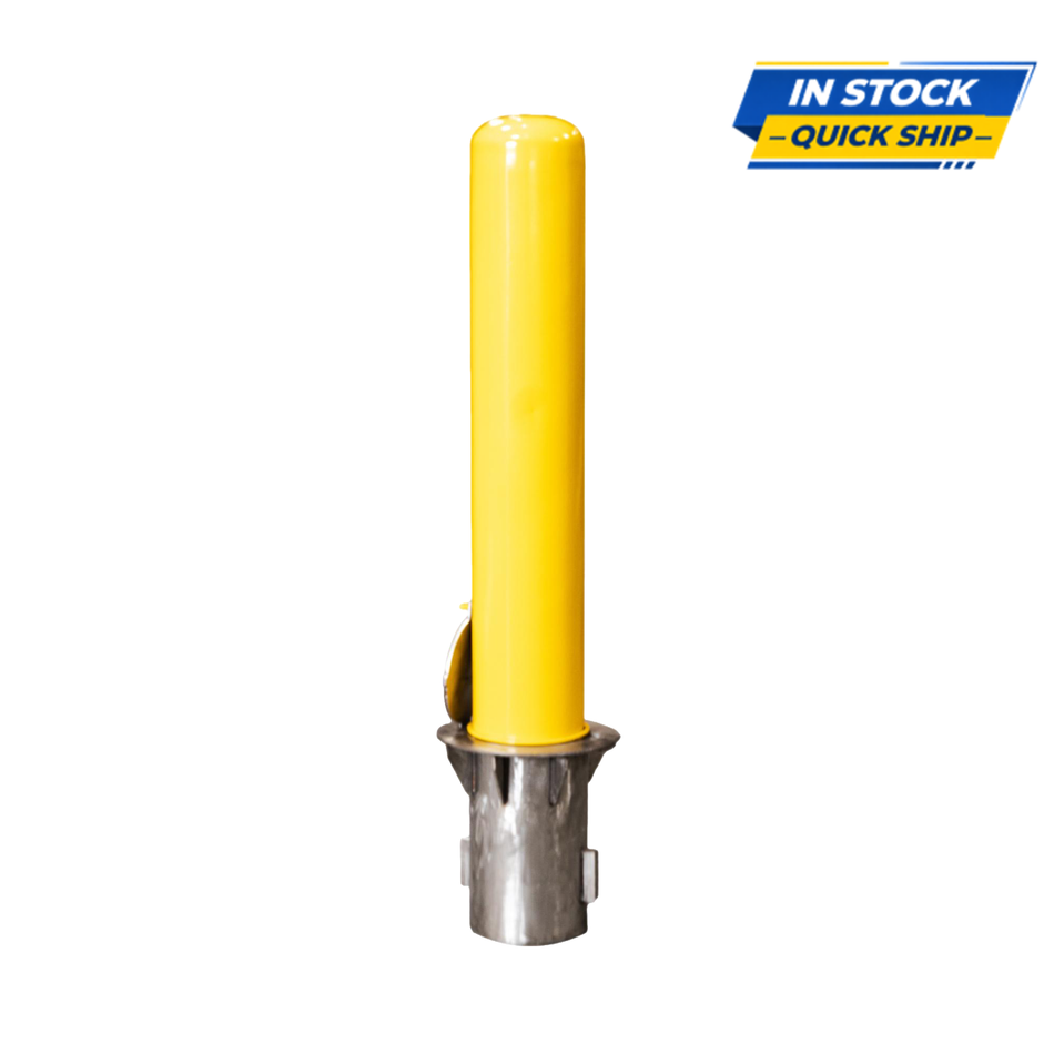 Removable Steel Bollard 6" x 36" with Sleeve - Padlock Security Post