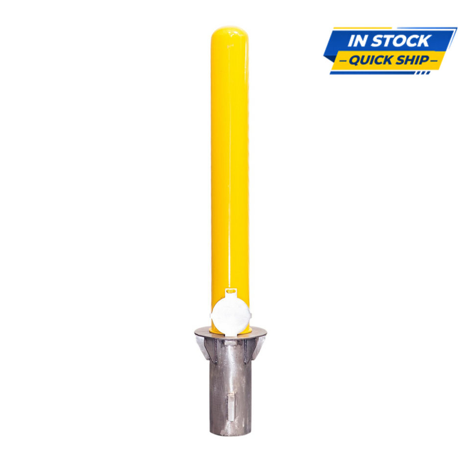 Removable Steel Bollard 4" x 36" with Sleeve - Padlock Security Post