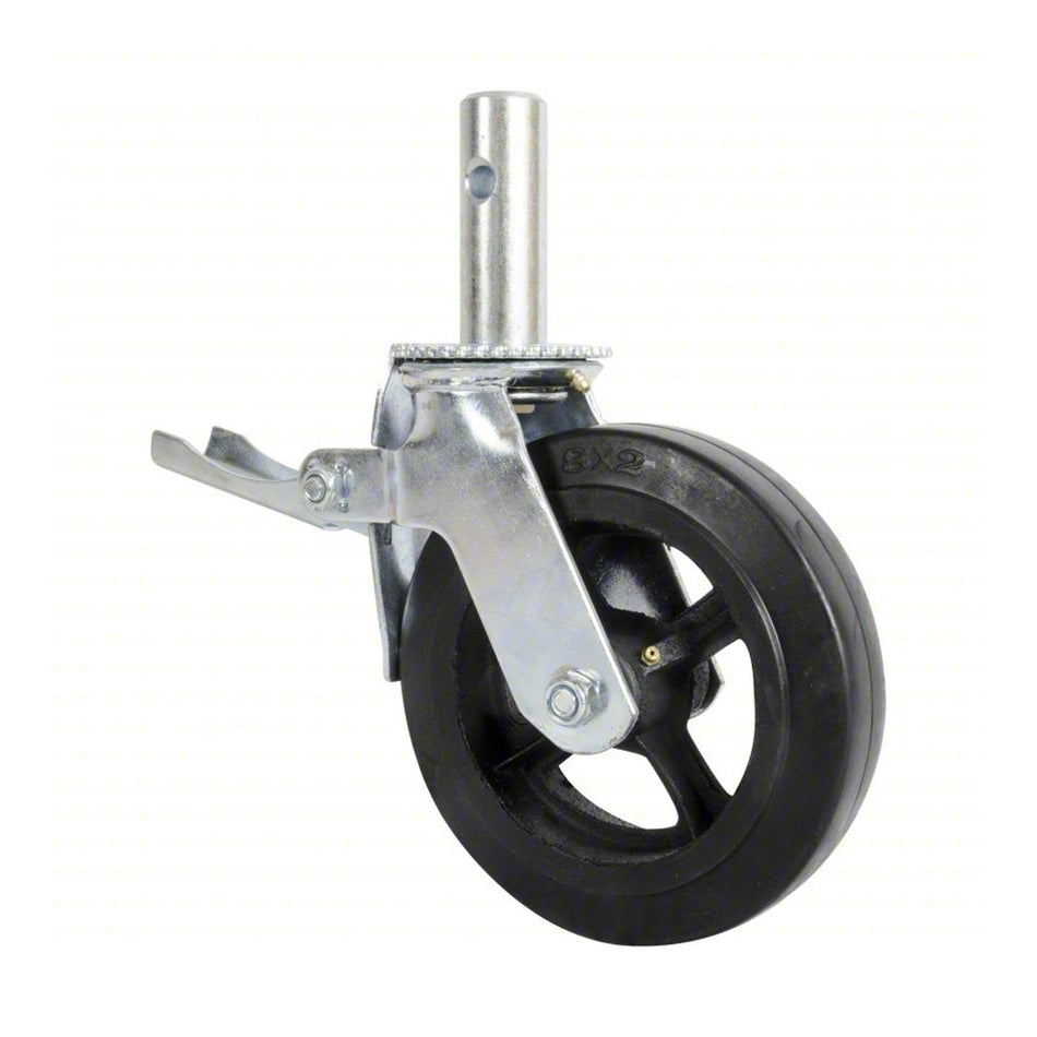 8in Scaffolding Swivel Caster, Rubber/Cast Iron - 551 lbs