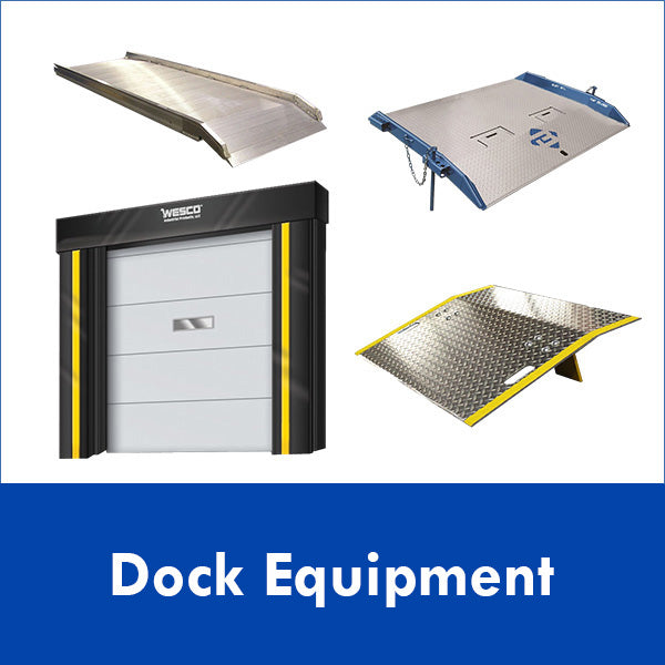(Dock Equipment Image) Dock door track guards, and quality plates from B&P, edge of dock levelers, lifts, steel wheel riser ramps, lights, fans, and trailer stabilizing jacks. Manufacturers like Eagle, B&P, Dutro, Bluff, and Handle-It.