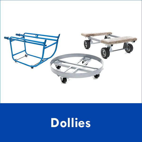 (Dollies Image) Multi-purpose dollies are usually a base with four swivel casters attached to the bottom. They are used to help move large heavy objects or to make heavy items and units more mobile. The most common ones are carpeted, which helps protect
