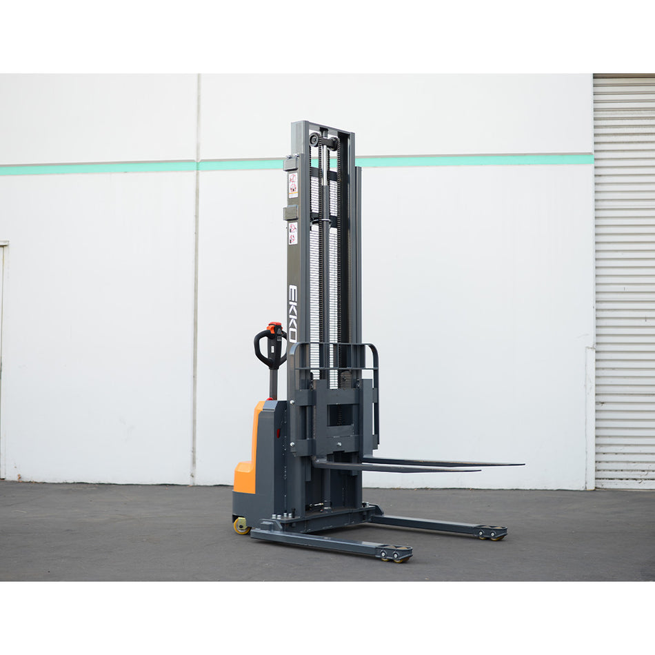 Full Electric Straddle Stacker 3000 lbs Capacity with Adjustable Forks - EB14C