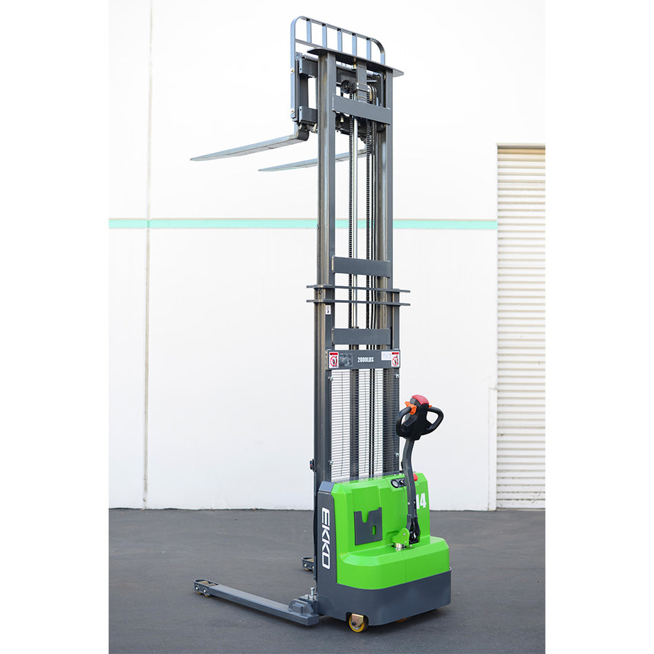 Full Electric Lithium Straddle Stacker 3000 lbs Capacity with Adjustable Forks - EB14C-LI