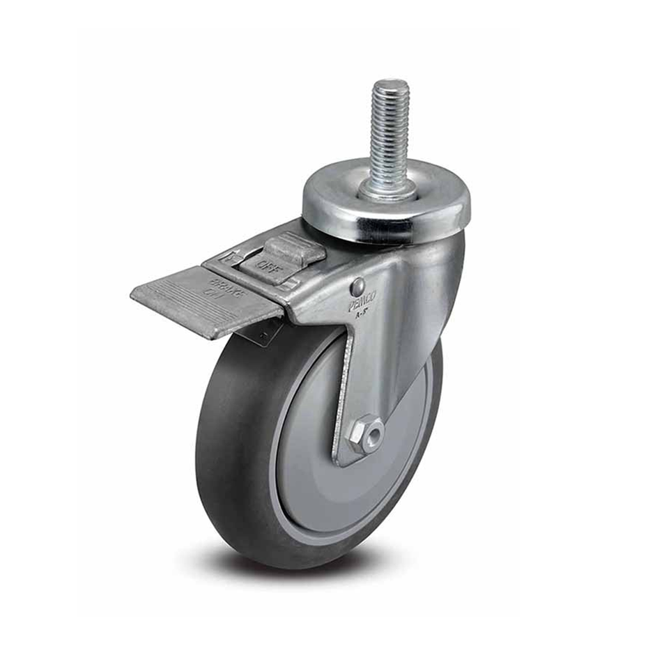 5" x 1-1/4" Light/Medium Duty Threaded Stem Caster, Total Lock, 300 lbs. Capacity