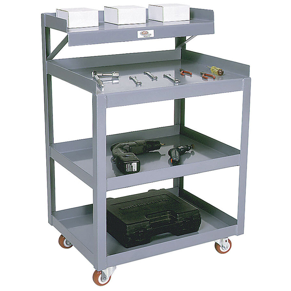 Versatile Tool Cart - 900 lbs Capacity, 3 Steel Shelves with Half-Shelf Option - Meco-Omaha