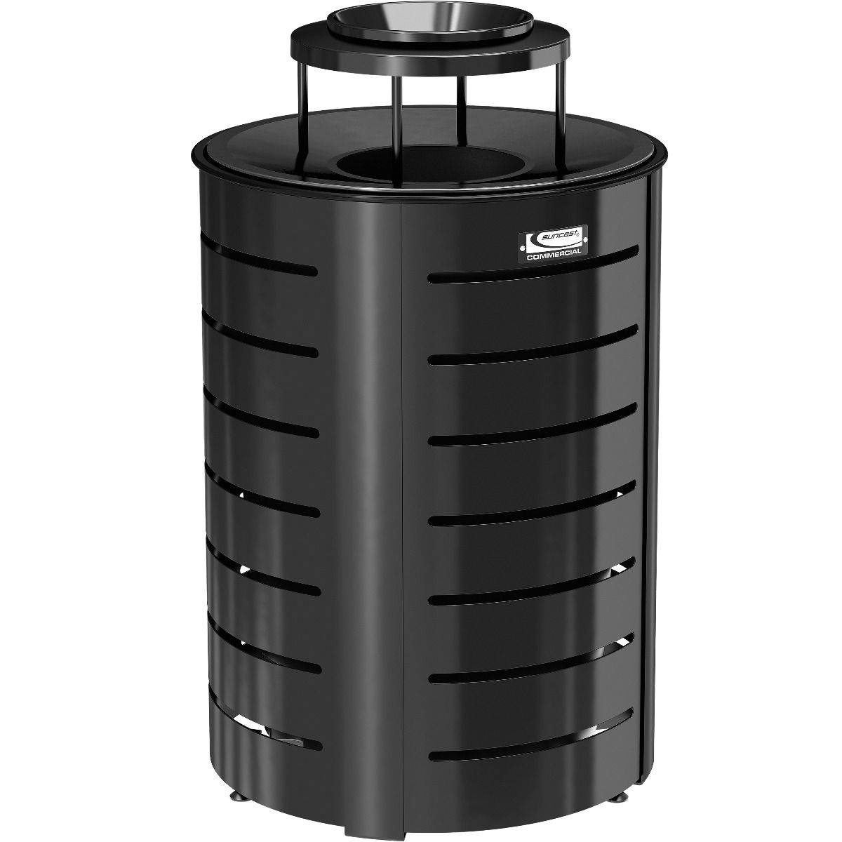 35 Gallon Outdoor Decorative Metal Trash Can With Metal Lid - Suncast Commercial