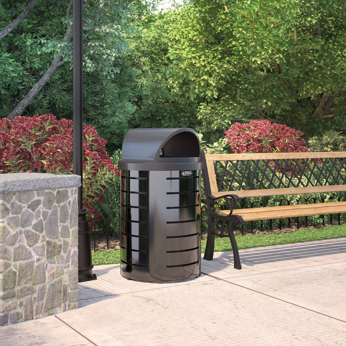 35 Gallon Outdoor Decorative Metal Trash Can With Roto-Molded Lid ...